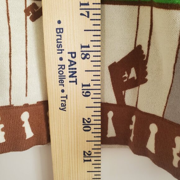 Cabi Printed Cardigan Sweater Medium Green Yellow Preppy Twee Novelty Vintage - Picture 9 of 9